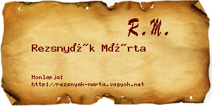 Rezsnyák Márta névjegykártya